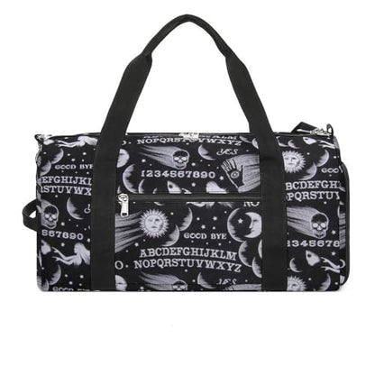 Skull Moon Sun Gothic Witch Board Seamless Black Large Capacity Portable Fitness Bag, Easy to Carry - color: skull moon sun Gothic Witch Board Seamless bl