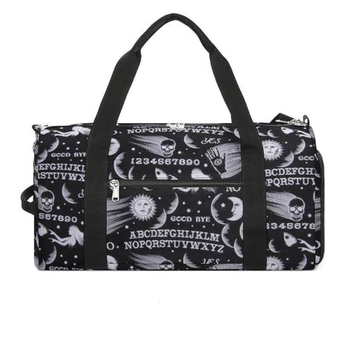 Skull Moon Sun Gothic Witch Board Seamless Black Large Capacity Portable Fitness Bag, Easy to Carry - color: skull moon sun Gothic Witch Board Seamless bl
