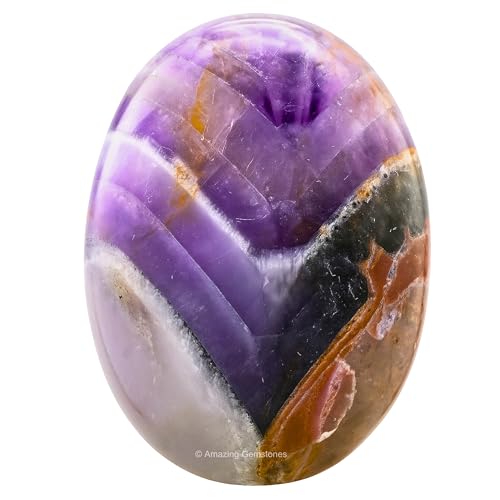 Amazing Gemstone Amethyst Chevron Crystals and Healing Stones - Large Palm Stone Crystals Piedra - Crystal for Good Luck, Positive Energy, Meditation - Unique Stocking Stuffers, Gifts for Women, Men - color: Amethyst Chevron