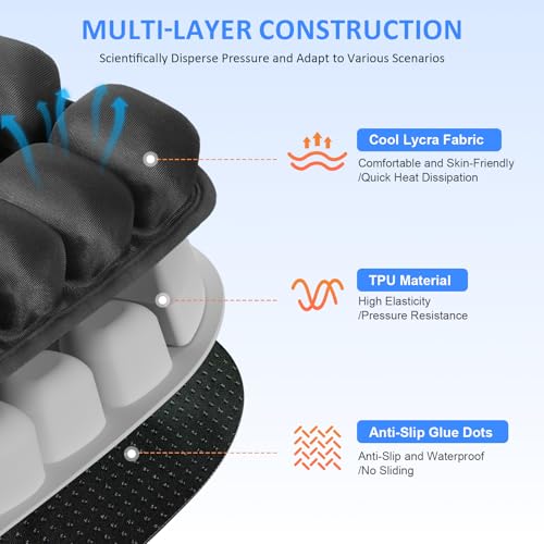Travel Seat Cushion, Airplane Seat Cushion for Long Flights, Easy to Carry, 3D Inflatable Cushion for Wheelchair, Travel,Driving,Office Work