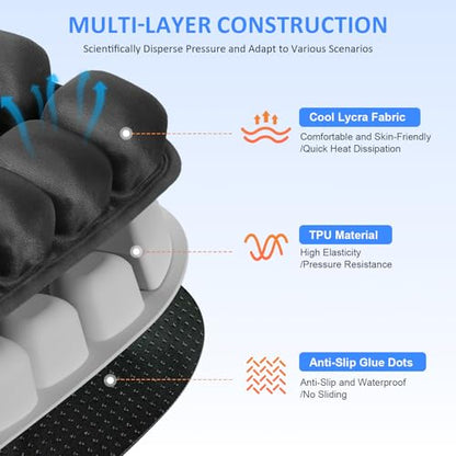 Travel Seat Cushion, Airplane Seat Cushion for Long Flights, Easy to Carry, 3D Inflatable Cushion for Wheelchair, Travel,Driving,Office Work