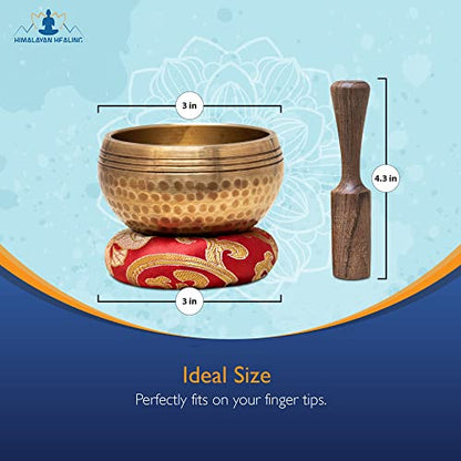 HIMALAYAN HEALING® Tibetan Singing Bowls Set~ Meditation Sound Bowl hand Hammered in Nepal For Yoga, Meditation, Mindfulness, Healing & Chakra balancing~ - size: 3 inch