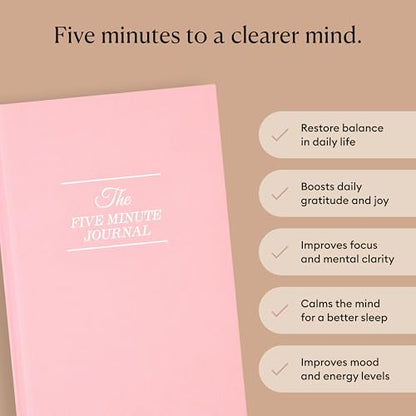Intelligent Change: The Five Minute Journal - Daily Gratitude Journal for Happiness, Mindfulness, and Reflection - Undated Life Planner - color: Blush Pink
