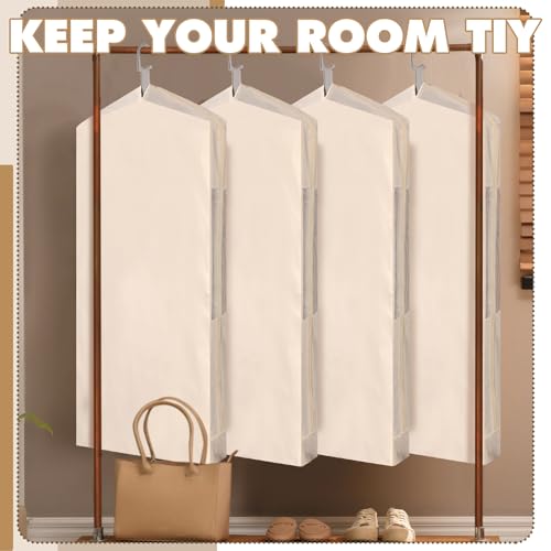 Aliceset 3 Pack Pure Cotton Garment Storage Bag for Hanging Clothes 24 x 61 Inch Breathable Garment Cover Canvas Suit Bags for Closet Storage Short Dresses Suits Gowns - size: 24 x 61 Inch