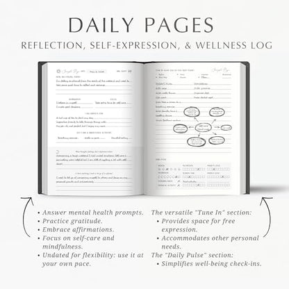 Mental Health Journal - 100-Day Guided Journal with Prompts for Self-Care, Mindfulness, Anxiety & Depression relief - Mood, Wellness & Emotions Trackers