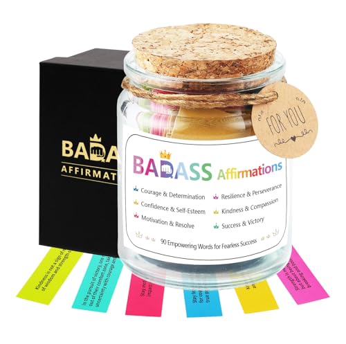 Badass Affirmations Jar Congratulations Graduation Gifts Motivational and Inspirational Gifts for Women Men Boss Unique Funny Christmas Birthday Gift for Sister Coworker Friend