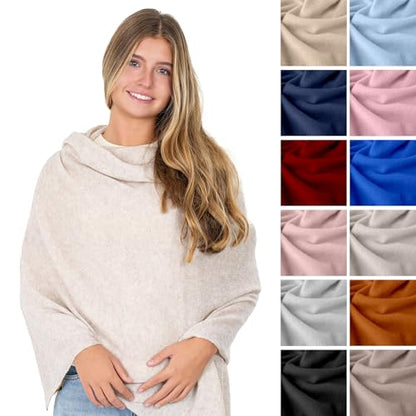 Velanio Cashmere Luxury Knitted Wrap Travel Shawl Scarf, Pashmina Stole, All-Season Scarf for Women Cashmere Wool Blend - color: Seoul Beige