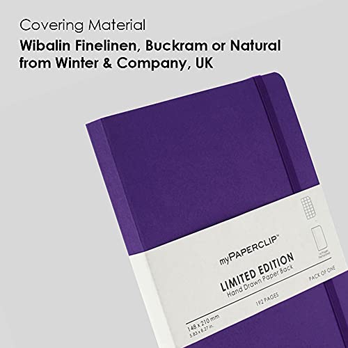 myPAPERCLIP Limited Edition A5 Checks/Square Grid Notebook | 192 Pages, 100 GSM, Soft Cover, A5 (5.83 × 8.27 in) | Flat Lay | Bookmark & Elastic Closure | Amethyst - color: Amethyst, style: Checks