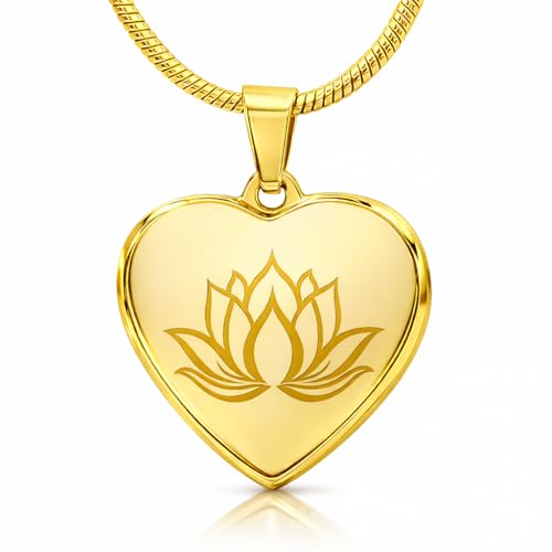 quan jewelry Yoga Lotus Flower Pendant Necklace with Om Symbol, Happy Birthday Gifts Ideas for Mom, Daughter, Women with Inspirational Quote on Gift Card - color: Gold-Tone 2