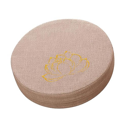 Meditation Cushion Comfortable Round Hard Foam Detachable Washable Floor Pillow for Balcony Living Room Tatami, Linen Material (Beige)