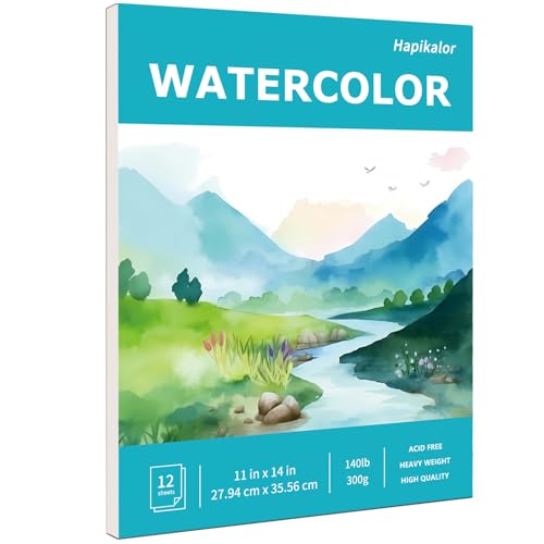 Hapikalor 11"x14" Watercolor Paper Pad, 1-Pack, 140lb/300gsm Artist Painting Drawing Paper Book, Art Supplies for Adults Kids, Watercolors, Watercolor Paint Set, Sketchbook, Journal, Teal - color: Teal, size: 11"x14" Pad