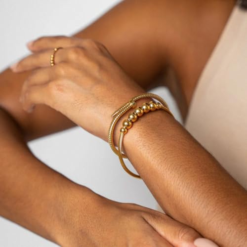 18K Gold Plated Open Cuff Bangle for Women Statement Brushed/Hammered/Textured Bracelet Layering Jewelry Love Gift for Her - style: Screw Nail Bangle