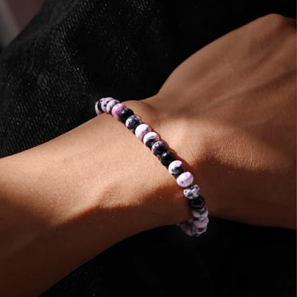 Natural Energy Healing Stone Charm Bracelet 8mm Natural Energy Healing Lava Rock Bracelet - Unisex - size: Large