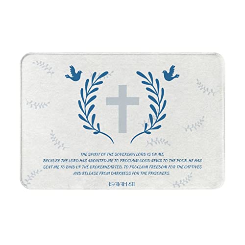 Vivacite Prayer Mat Christian Gifts for Women Men Faith Religious Spiritual Gifts for Women Prayer Rug with Bible Verse Christian Decor Area Rug for Pray Scripture Isaiah 61:1, 24"X16" - color: Isaiah 61:1 Cross and Peace, size: 1'4" x 2' (Rectangular)