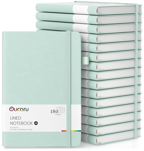 Oucaru Lined Journal Notebook, 16 Pack, 180 Pages, A5 Journals for Writing, 100 GSM Thick Paper, Small Notebooks Daily Journal for Women Men Work, Business, School, Travel Supplies - color: Sky Blue