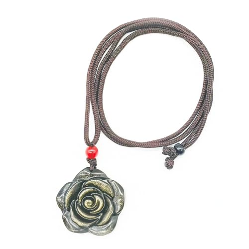 Crystal Pendant Necklaces Healing love Women's Men's choker Obsidian Tiger eye White Crystal Black Gold waterproof dainty Charm stackable statement Cute Stone necklace Unisex - style: Golden Obsidian Rose