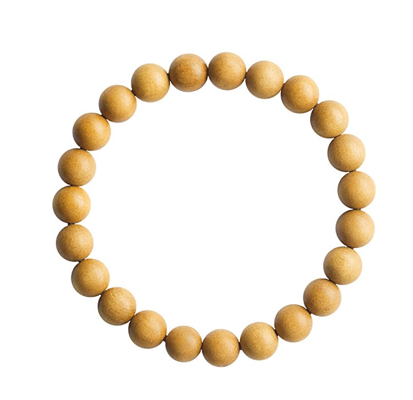 Sandalwood Bracelet for Women Men Buddhist Prayer Strand Chandan Bracelet Handmade Stretchable Elastic Sandalwood Beaded Wristbands for Yoga Meditation - style: 8mm Beads