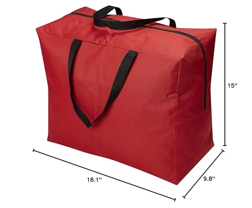 ProPik Holiday Ornaments Accessories Storage Bag Tear-proof Polyester Material 15” X 9.8” X 18.1” With Handles And Full Length Zipper (Red) - color: Red