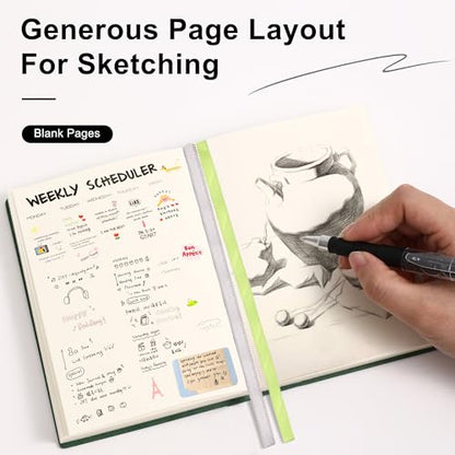 Thick Blank Journal Notebook 400 Pages 3.9 × 5.5 No Lines Soft Leather Pocket Blank Notebook for Women Drawing Book Memo Writing Sketch Diary Notebook Upgrade Page (khaki) - color: khaki