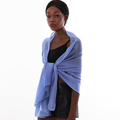 Womens Scarf Pashmina Shawls and Wraps for Evening Dresses Like Chiffon Silk Scarf for Bridal Wedding - color: Blue-2