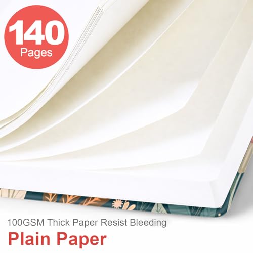 A5 Blank Notebook - 70 Sheets/140 Pages Blank Paper Notebook, 100 GSM Thick White Paper, 5.8" x 8.3" Spiral Blank Journal, Flower-B - size: 1-Pack, style: Flower-B