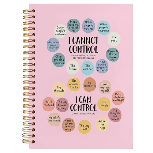 BearCake Notebook Journal, Blue Floral Notebook for Women,Journal for Women, Aesthetic Office Supplies Hardcover Spiral Notebook 5.5x8.3 643 - color: physiotherapy-Controllable or uncontrollable pink
