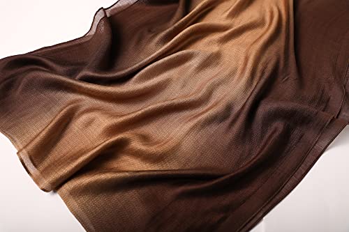 WINCESS.YU Women Gradient Scarf Long Shawls and Wraps Fashion Plain Pashmina Formal Scarf - color: Coffee Gradient
