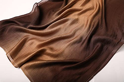 WINCESS.YU Women Gradient Scarf Long Shawls and Wraps Fashion Plain Pashmina Formal Scarf - color: Coffee Gradient