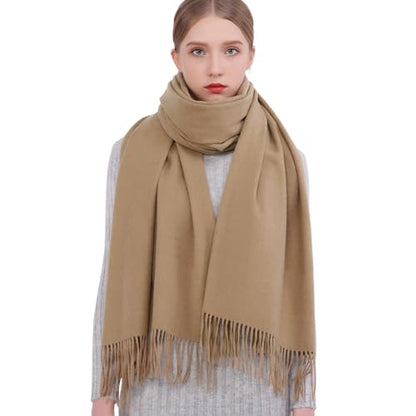 RIIQIICHY Winter Scarfs for Women Pashmina Shawls Wraps for Evening Dresses Large Warm Soft Scarves - color: Camel