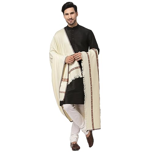 Weavers Villa Meditation Shawl/Wrap, Oversize Scarf or Stole. Unisex - color: White