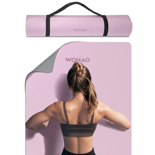 Extra Thick 8mm Yoga Mat, 72"x28" Non Slip Exercise Mat, Reversible 2-Sided Dual Color Premium POE Material, with Carrying Strap for Yoga, Pilates, Home Gym - color: Taro Purple+Gray, size: 183*70*0.8cm
