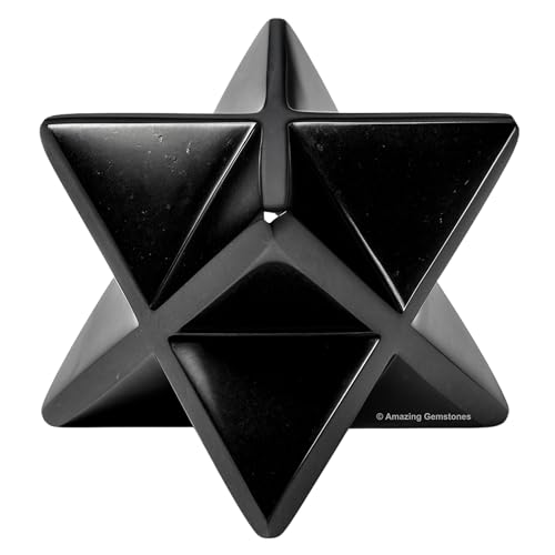 Amazing Gemstone Black Tourmaline Merkaba Crystal - 0.75 Inches Metaphysical Merkaba Star for Meditation - Energetic Tetrahedron Crystal and Healing Stones for Spiritual Growth and Healing (15-20mm) - color: Black Tourmaline, size: 15-20 mm
