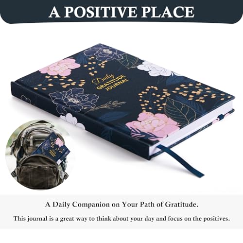Gratitude Journal with 4 Inspirational Stickers: Undated Daily Gratitude Journal for Women and Men - More Happiness, Affirmation, and Mindfulness in A Few Minutes with Prompts & Quotes (Peony) - color: D. Peony