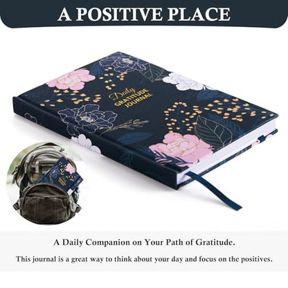 Comkiso Gratitude Journal with 4 Inspirational Stickers: Undated Daily Gratitude Journal for Women and Men - More Happiness, Affirmation, and Mindfulness in A Few Minutes with Prompts & Quotes (Peony) - color: D. Peony