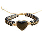 Women Boho Wrap Bracelet,Handmade Natural Stone Crystal Emperor Beads Heart Bracelet, Fashion Bohemian Jewelry Gift for Women - color: Black