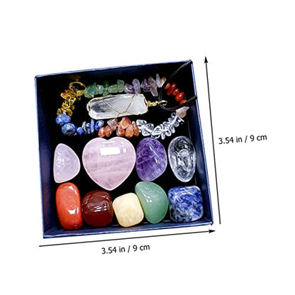 COLLBATH 1Set Delicate Healing Crystal Chakra Pendant Present Box Portable Meditation Stones for Yoga Decoration Personal Present for Meditation Enthusiasts