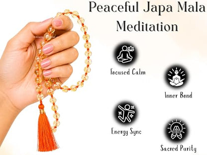 Amazing Gemstone Citrine Mala - Knotted - color: Citrine, style: Knotted