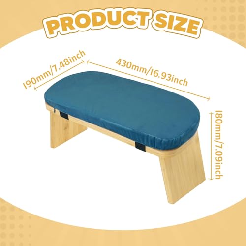 HouseVibe Meditation Bench Kneeling Stool Ergonomic Wood with Soft Cushion, Foldable, Portable Prayer Bench, Meditation Stool- Blue - color: Blue