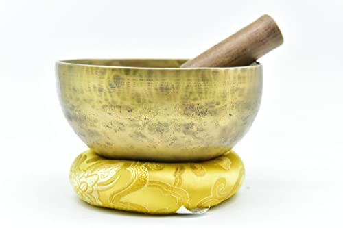 5 Inch Authentic Antique Old Tibetan Hand Hammared Singing Bowl from Nepal-Meditation Bowl,Healing Gold
