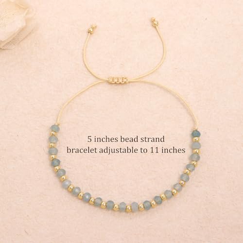 Rainbow Gemstone Beaded Bracelets Stack for Women, Handmade Gold Beads Natural Stones Stackable Strand Bracelet Summer Beach Jewelry Gift.