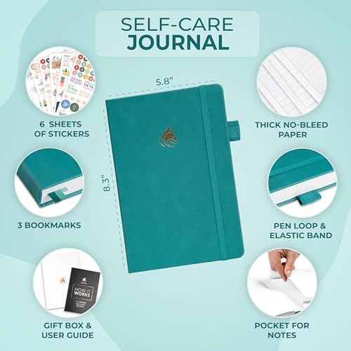Clever Fox Self-Care Journal Premium – Daily Gratitude & Mental Health Notebook for Women – Reflection & Personal Development Journal (Turquoise) - color: Turquoise