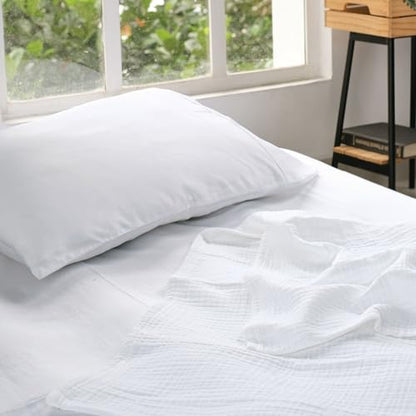Salt Earth 100% Cotton Muslin Throw Blanket Gauze Blanket 50"X70" Throw 4 Layered for Couch, Bed, Living Room,Lightweight & All Season Blankets & Throws, Easy to wash, Nature & Skin Friendly(White) - color: White, size: 50"X70" Large Throw