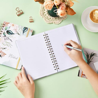 Ruled Notebook/Journal - Journal for Wemon, 8.5" X 6.4", College Ruled Spiral Notebook/Journal, Banded with Waterproof Hardcover, Exquisite Inner Pocket for School, Office & Home - color: green white