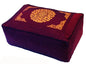 Rectangular Zafu Seat Meditation Cushion Buckwheat and Kapok Fill - Silkscreen Sacred Symbols (Longevity Burgundy) - color: Longevity Burgundy