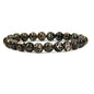 Amandastone Natural Gemstone 8mm Round Beads Stretch Bracelet 7 Inch - color: Cowry Fossil