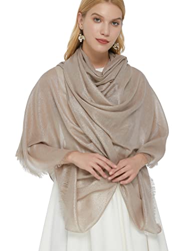 PANTONIGHT Women's Sparkling Metallic Evening Shawl Lightweight Wedding Shawl Extra Large Dressy Shawls and Wraps for Party