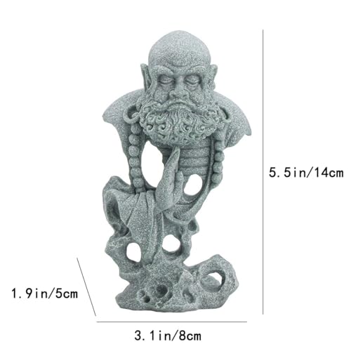 livelyfish Meditating Buddha Statue Fish Tank Zen Buddha Statues Sandstone Thinker Figurines for Aquarium Garden Home Decorations, Gift (E-S) - size: E-S