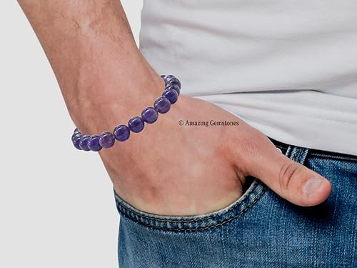 Amazing Gemstone Crystal Bracelet for Women Men's Gifts - Protection Healing Crystal Bracelet - 8mm Gemstone Beaded Stretchable Bracelet Pulseras Para Hombres Mujer Stocking Stuffers Mothers Day Gift (Amethyst) - color: Amethyst