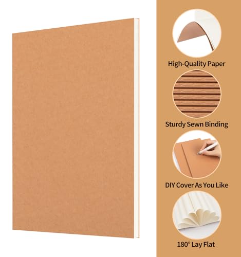 ALKALO 24 Pack A5 Grid Kraft Notebooks Bulk, Journaling Notebooks, A5 Graph Paper Notebook, 8.3x5.5 Inches 60 Pages Travel Journal Notebooks Set for Work, School, Writing - style: Brown-24-Grid