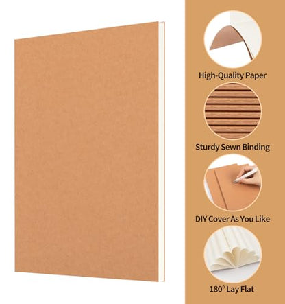 ALKALO 24 Pack A5 Grid Kraft Notebooks Bulk, Journaling Notebooks, A5 Graph Paper Notebook, 8.3x5.5 Inches 60 Pages Travel Journal Notebooks Set for Work, School, Writing - style: Brown-24-Grid